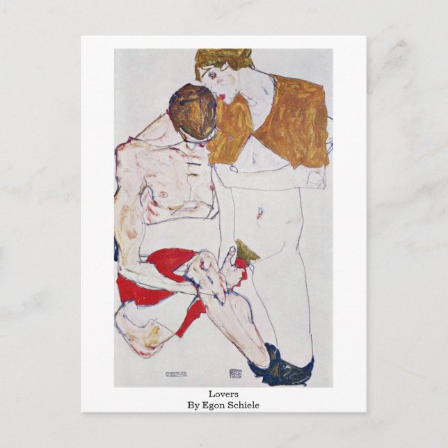 Postal Amantes De Egon Schiele (Anverso)