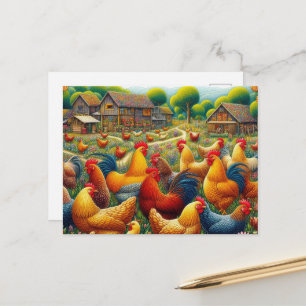 Postal Amantes de gallos campestres lindos
