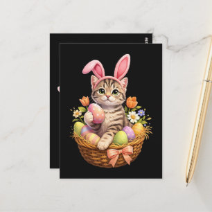 Postal Amantes de Gatitos Adorables Feliz Pascua Gato