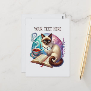 Postal Amantes de gatos leyendo lindos 