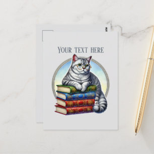 Postal Amantes de gatos lindos leyendo