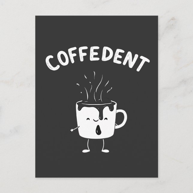 Postal Amantes de la Copa Cafetería Coffedent Funny Kawai (Anverso)