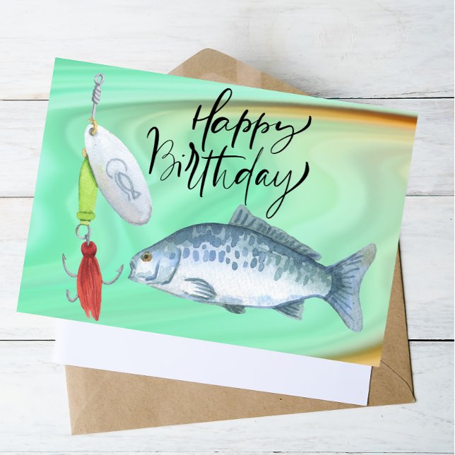 Postal Amantes de la pesca cumpleaños con acuarela Fish H (Subido por el creador)