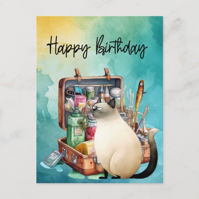 Postal Amantes de la pesca de gato cumpleaños pesca  (Anverso)