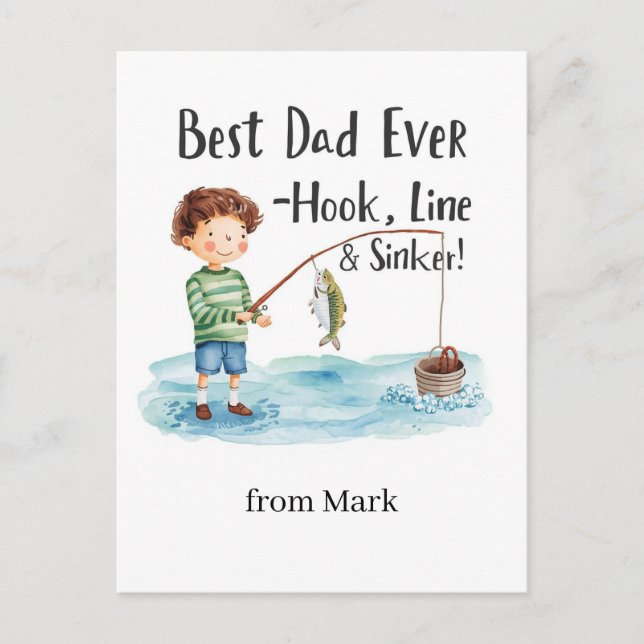 Postal Amantes de la pesca estilo acuarela Gracias Tarjet (Anverso)