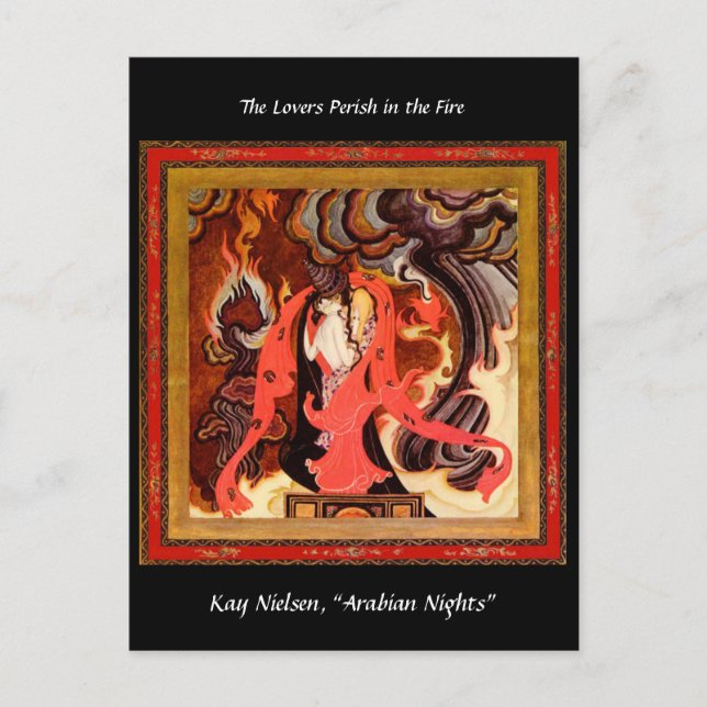 Postal Amantes de las noches árabes ilustracion por Kay N (Anverso)