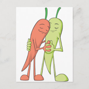 Postal Amantes de los enamorados de los niños rojos verde