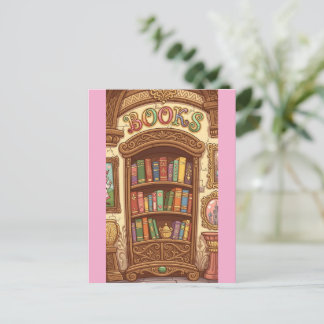 Postal Amantes de los libros estantería de libros de dibu