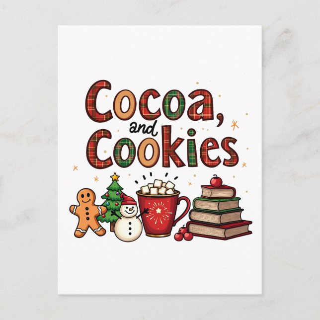 Postal Amantes de los Navidades del cacao y las cookies (Anverso)