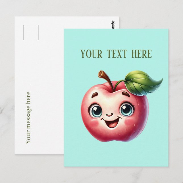 Postal Amantes de manzanas cortas agregan texto (Anverso / Reverso)