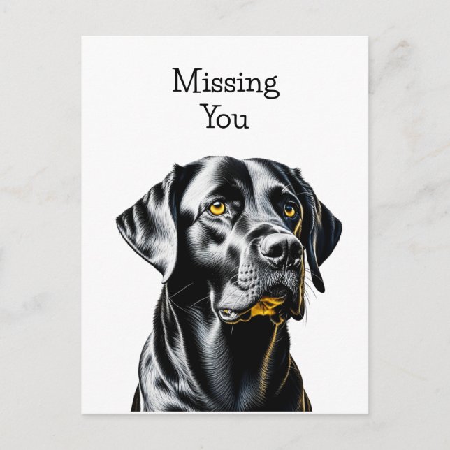 Postal Amantes de Perros Lab Negro | Te Extraño (Anverso)