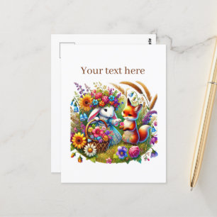 Postal Amantes de personalizable lindo conejo de zorro