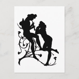 Postal Amantes de Silhouette Couple Music