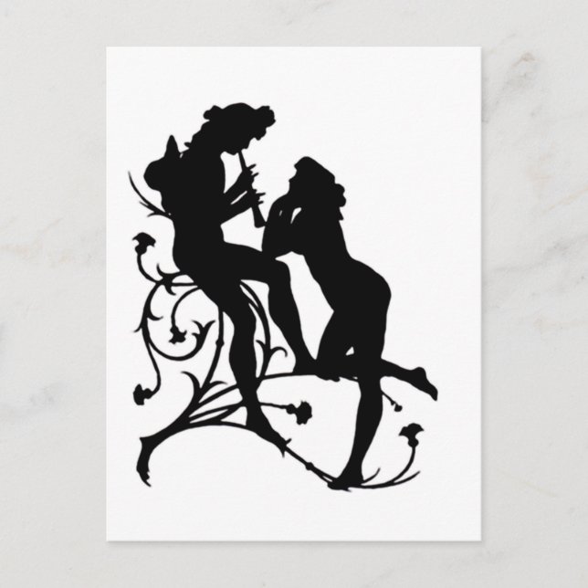 Postal Amantes de Silhouette Couple Music (Anverso)