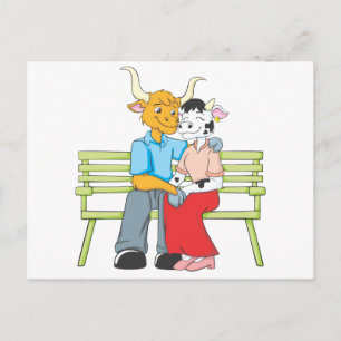 Postal Amantes de toros y vacas dulces