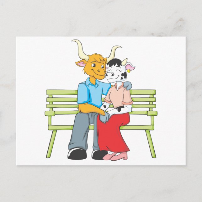 Postal Amantes de toros y vacas dulces (Anverso)