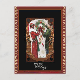 Postal Amantes de Wreath Festive Elegance Vintage