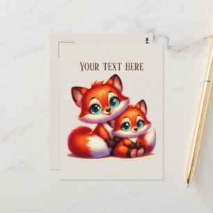 Postal Amantes de zorros adorables personalizables para s