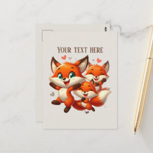 Postal Amantes de zorros adorables personalizables para s
