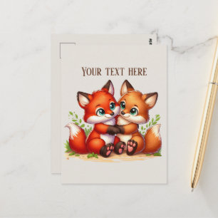 Postal Amantes de zorros adorables personalizables para s
