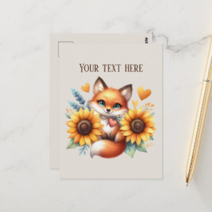 Postal Amantes de zorros lindos personalizables