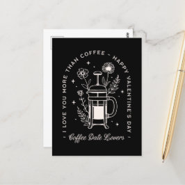 Postal Amantes del café El día de San Valentín negro grac