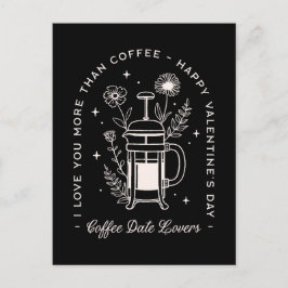 Postal Amantes del café El día de San Valentín negro grac