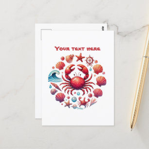 Postal Amantes del cangrejo de personalizable de playa