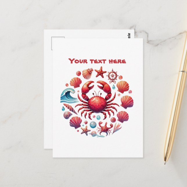 Postal Amantes del cangrejo de personalizable de playa (Anverso/Reverso In Situ)