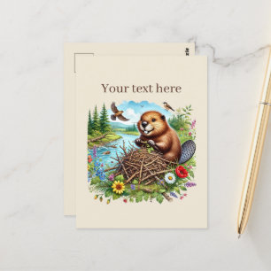 Postal Amantes del castor lindo personalizable