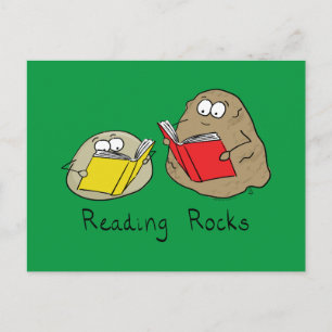Postal Amantes del libro bibliotecario de las rocas de le