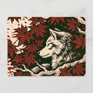 Postal Amantes del lobo ilustran naturaleza aman a los lo