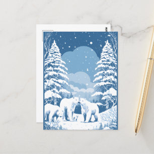 Postal Amantes del oso polar de invierno estacional Postc