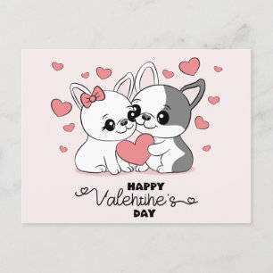 Postal Amantes del Personalizado Bulldog al Día de San Va