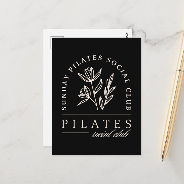 Postal Amantes del Pilates Social Club estudio negro (Anverso/Reverso In Situ)