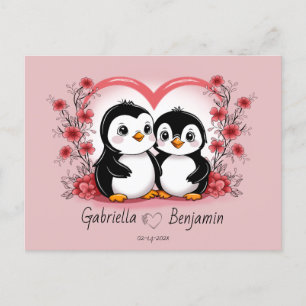 Postal Amantes del Pingüino Personalizado, el Día de San 