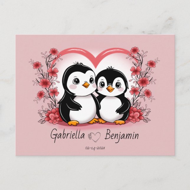 Postal Amantes del Pingüino Personalizado, el Día de San  (Anverso)