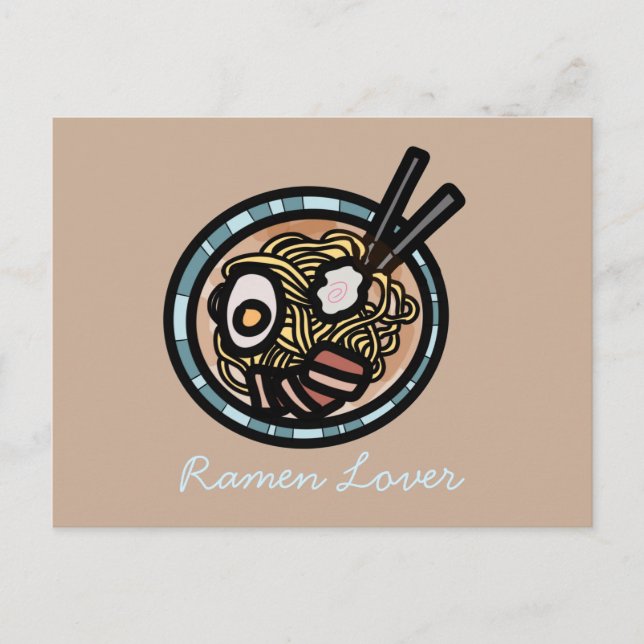 Postal Amantes del Ramen adorables japoneses (Anverso)