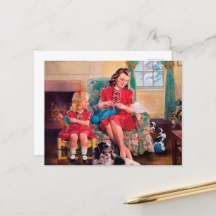 Postal amantes del tejido retro