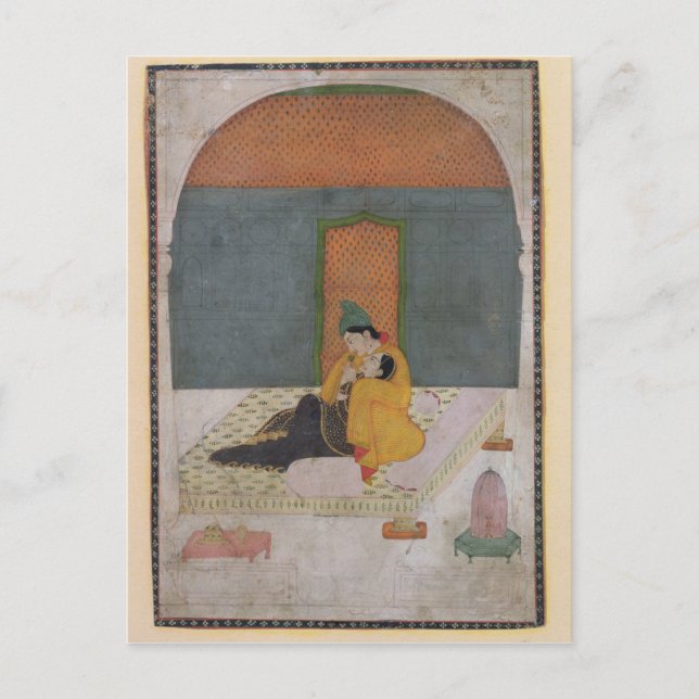 Postal Amantes en una terraza, Garhwal, c.1780-1800 (Anverso)