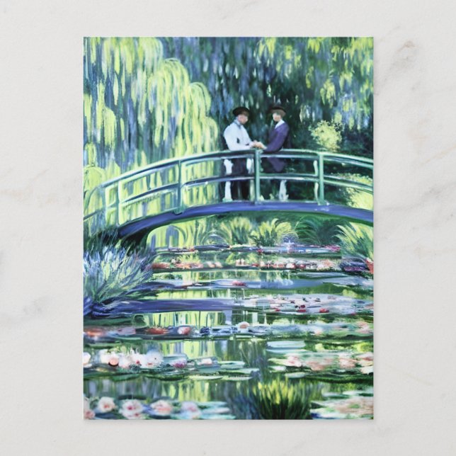 Postal Amantes gay de Claude Monet en el jardín (Anverso)