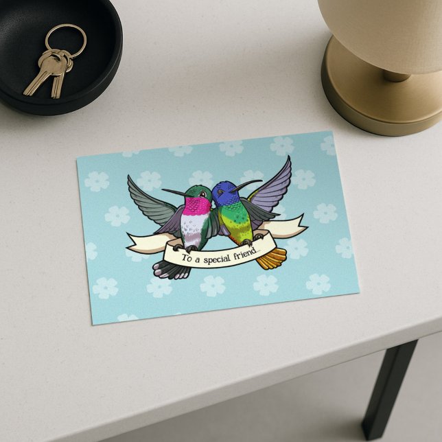Postal Amantes Hummingbirds Calientes A Un Amigo Especial (Subido por el creador)