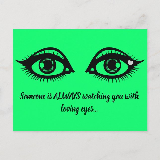 Postal Amantes Ojos Cuta Cita Motivadora Lime Green (Anverso)