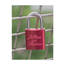 Amantes Padlock Especializado Calligráfico Rojo Te