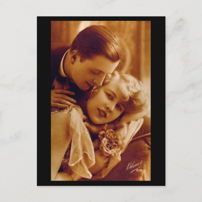 Postal Amantes Románticos Pareja Vintage (Anverso)