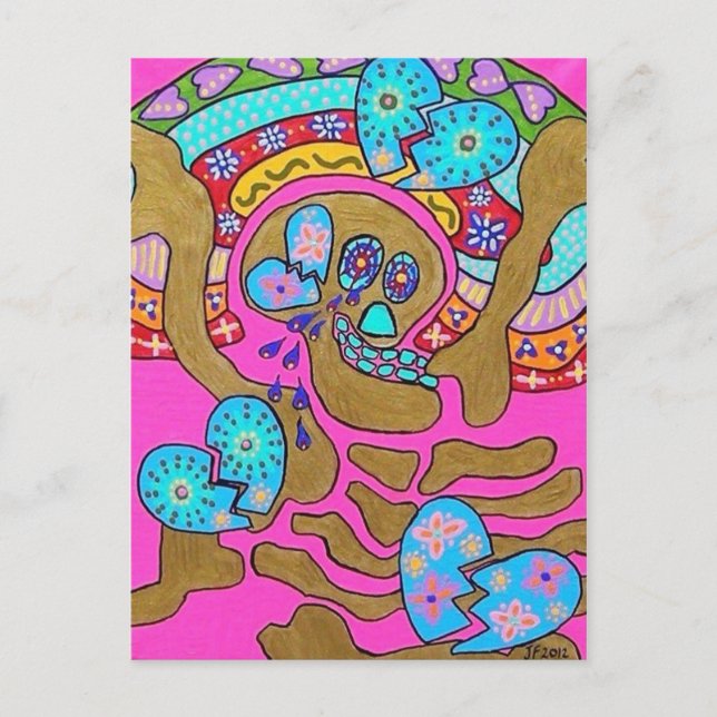 Postal Amantes Rompieron Corazones Y Lágrimas Día De Muer (Anverso)