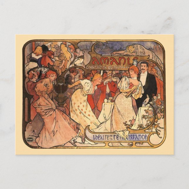 Postal Amants, Alphonse Mucha (Anverso)