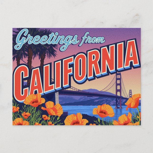 Postal Amapola de California y Puente (Anverso)