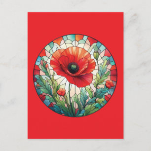Postal Amapola de Vidrio Emplomado
