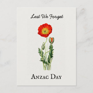 Postal amapola vintage del día de Anzac de recuerdo memor